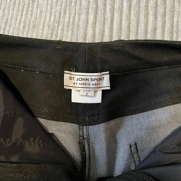 Women’s Vintage St. John Sport Black Denim 2 Piece Suit Jacket Trouser Pants 2 P - Picture 10 of 14